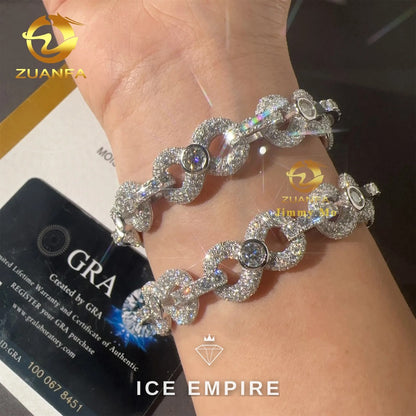 Iced Out 925 Silver Moissanite Cuban Chain