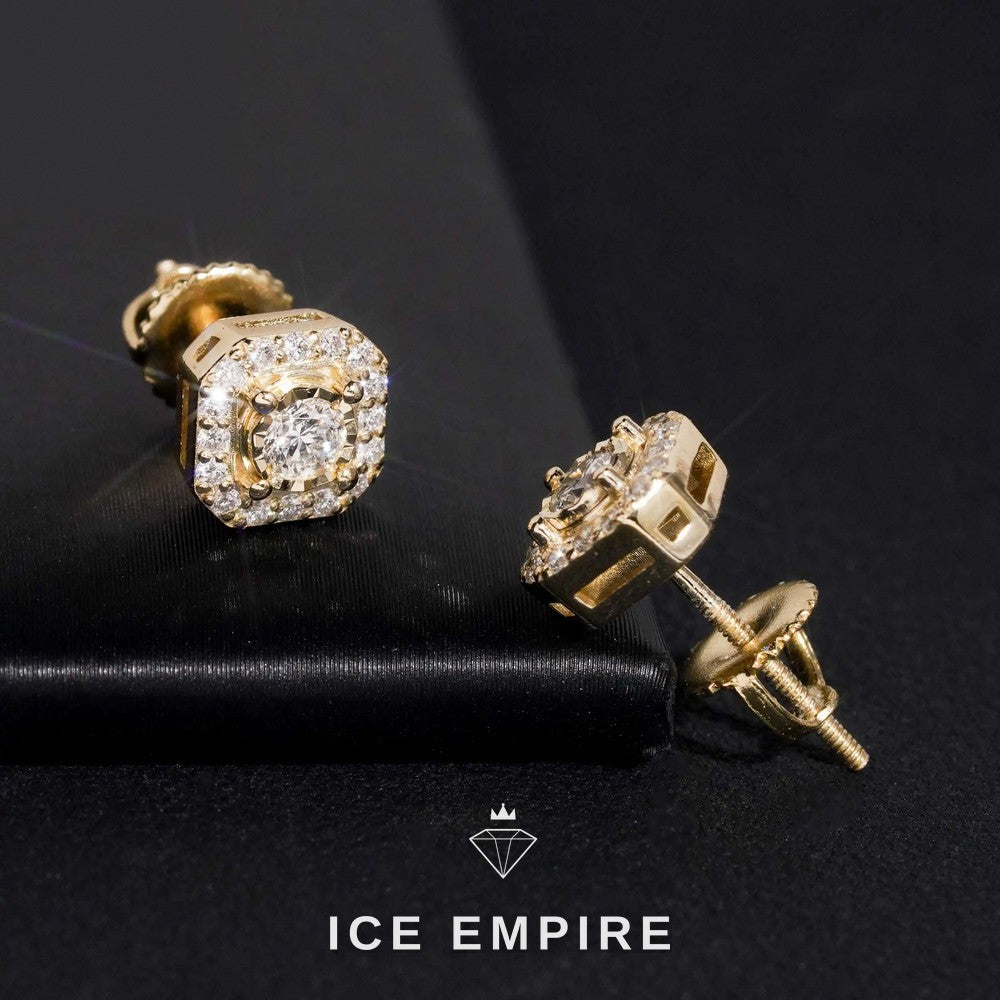 Iced Out Rose Gold Plated Lab Grown Diamond Stud Earrings