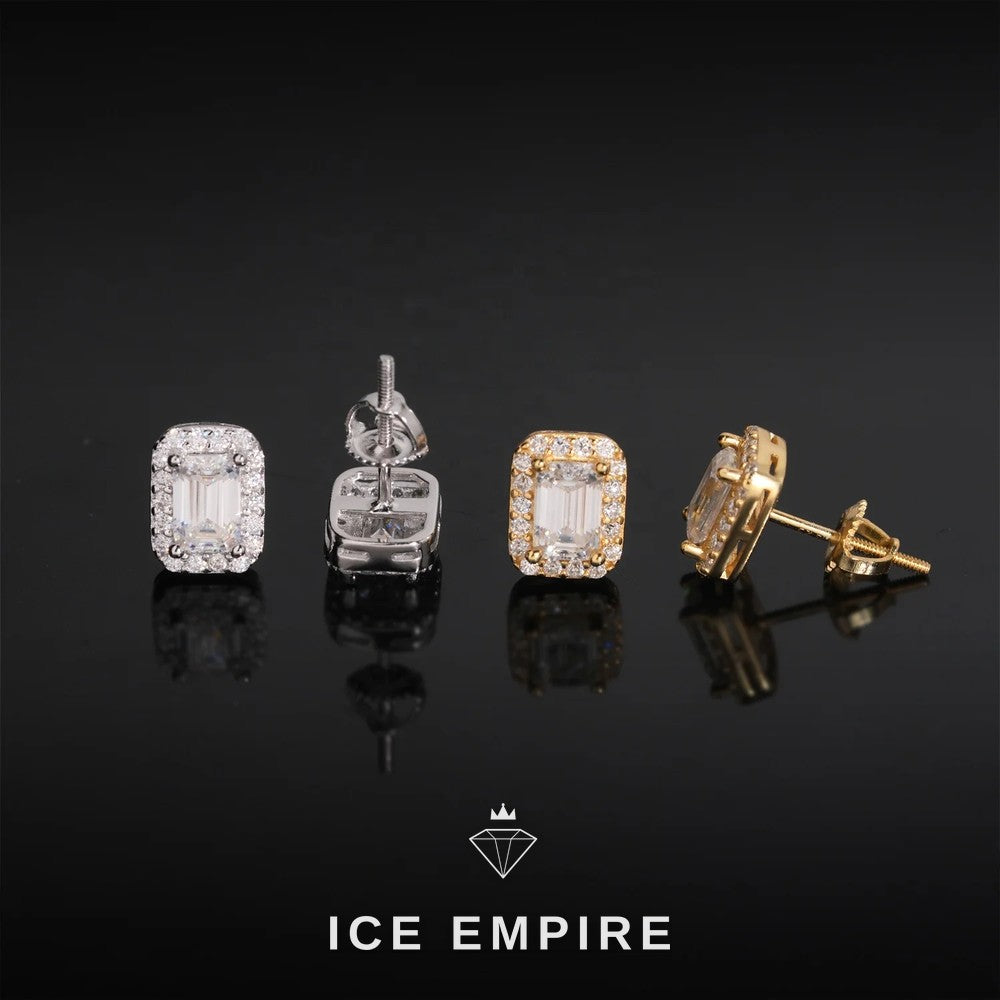 Iced Out Rose Gold Plated Moissanite Stud Earrings