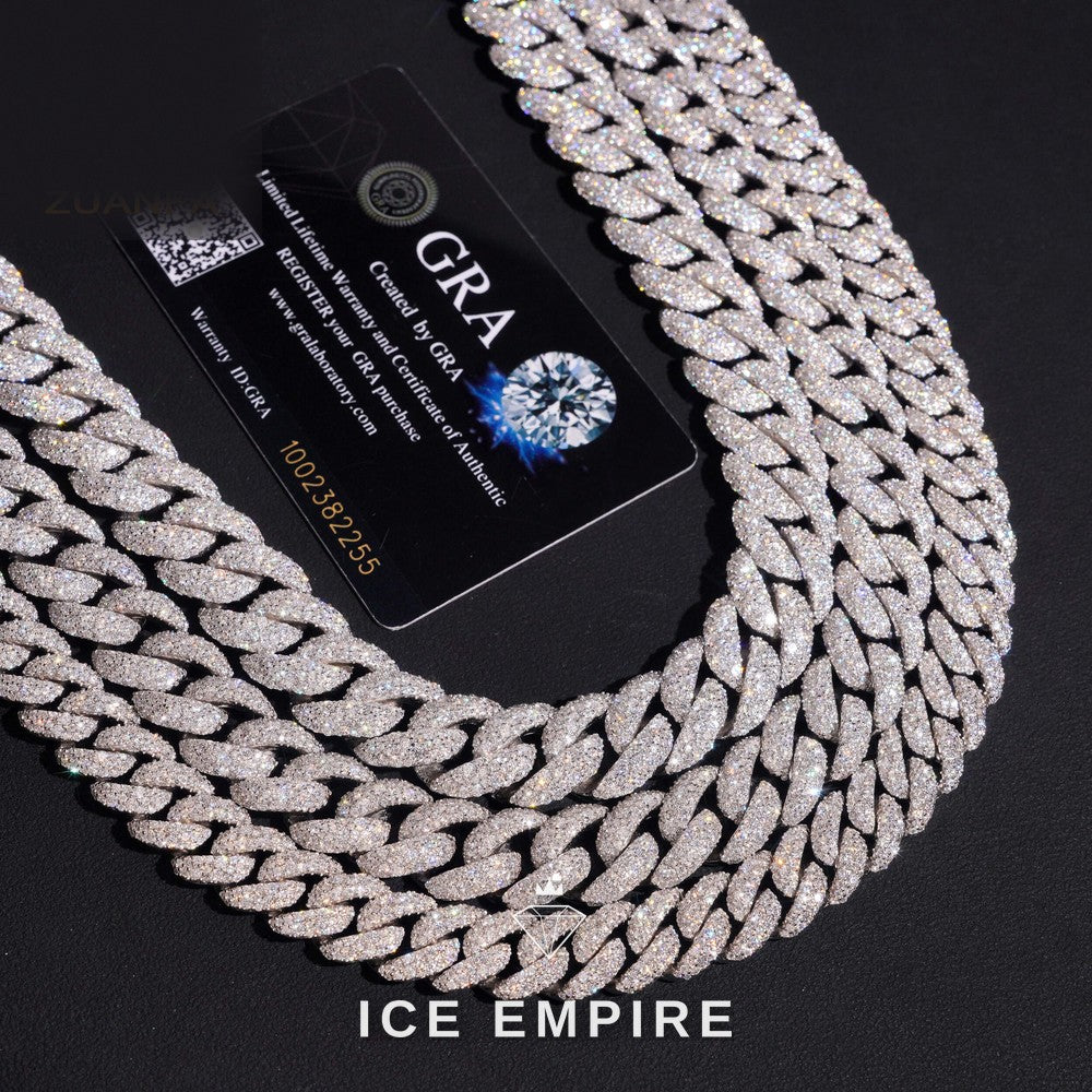 Iced Out 925 Silver Moissanite Cuban Chain