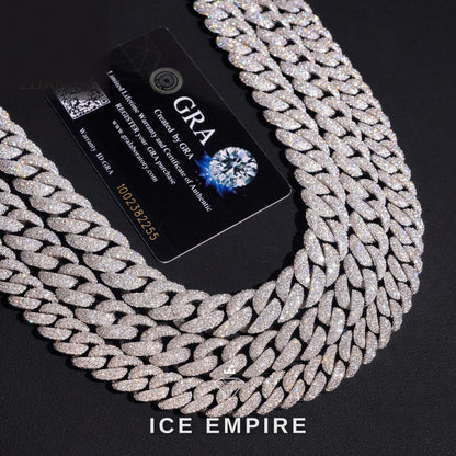 Iced Out 925 Silver Moissanite Cuban Chain