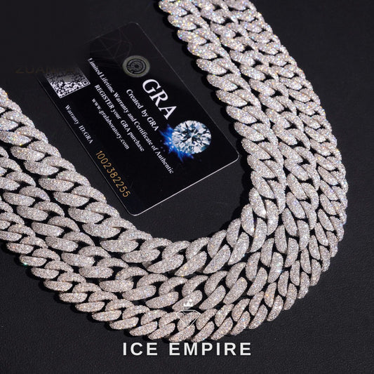 Iced Out 925 Silver Moissanite Cuban Chain