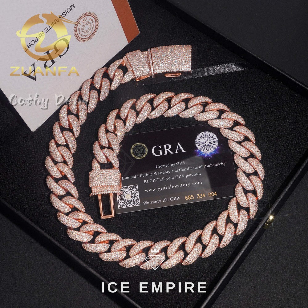 Iced Out Rose Gold Plated Moissanite Cuban Chain
