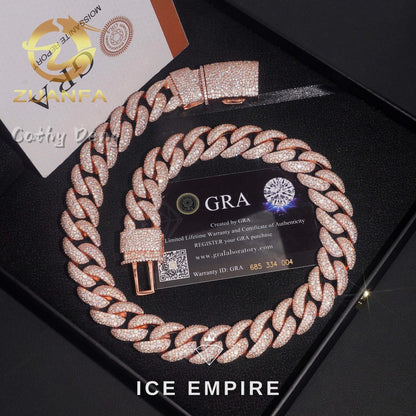 Iced Out Rose Gold Plated Moissanite Cuban Chain