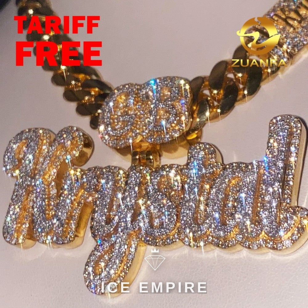Iced Out Cross Rose Gold Plated Moissanite Pendant