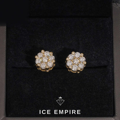 Iced Out Cluster 925 Silver Moissanite Stud Earrings