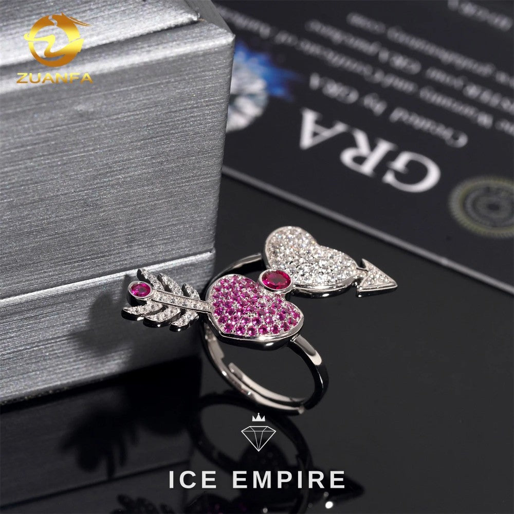 Iced Out Heart 925 Silver Moissanite Ring