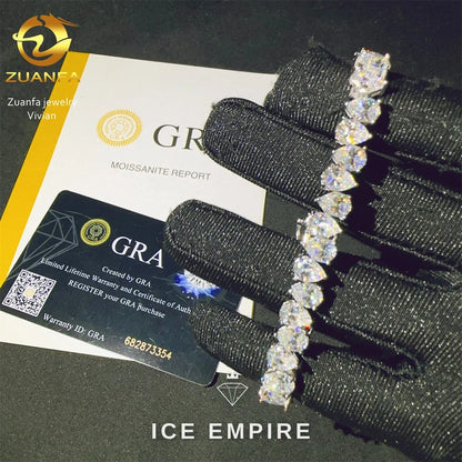 Iced Out 925 Silver Moissanite Tennis Chain