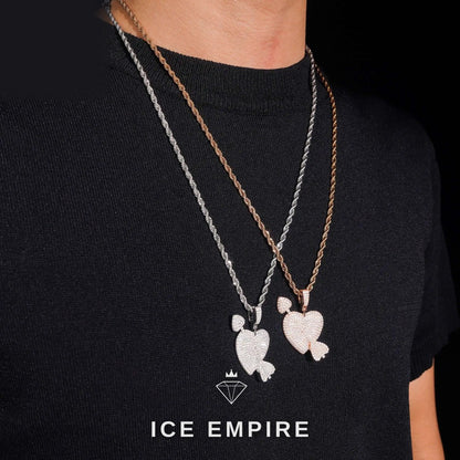 Iced Out Heart Rose Gold Plated Moissanite Pendant