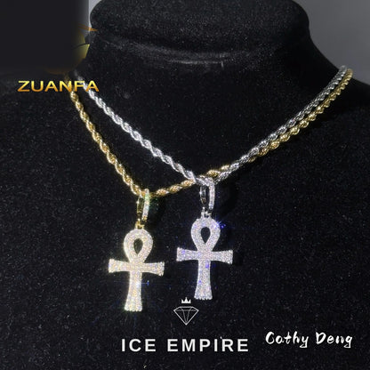 Iced Out Cross Rose Gold Plated Pendant
