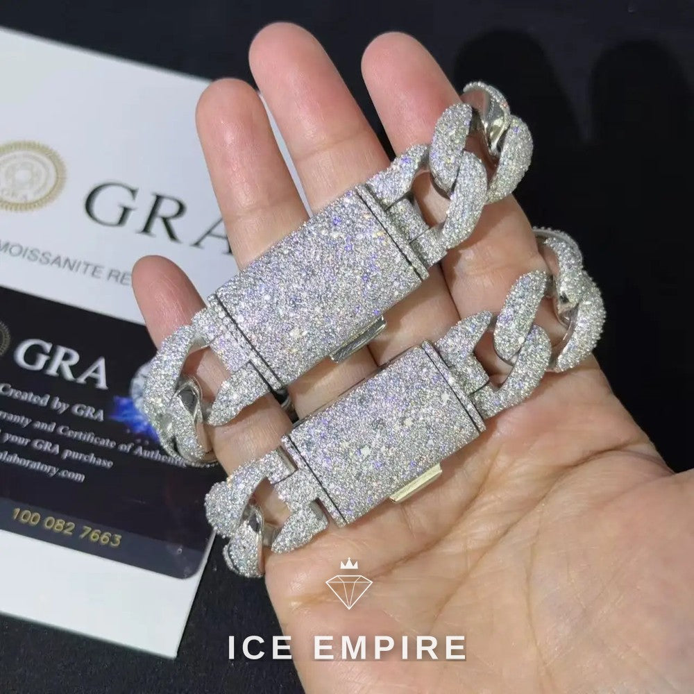 Iced Out 925 Silver Moissanite Cuban Chain