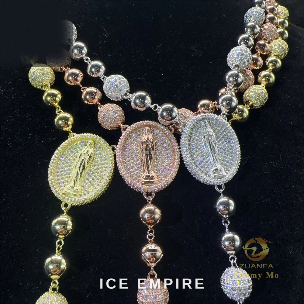 Iced Out Cross Rose Gold Plated Moissanite Pendant