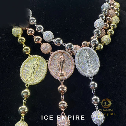 Iced Out Cross Rose Gold Plated Moissanite Pendant