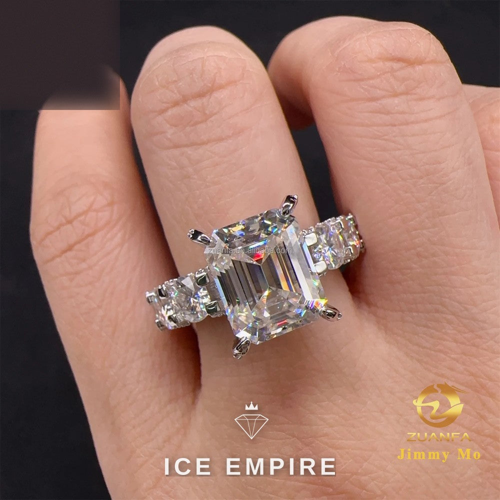 Iced Out 925 Silver Moissanite Engagement Ring