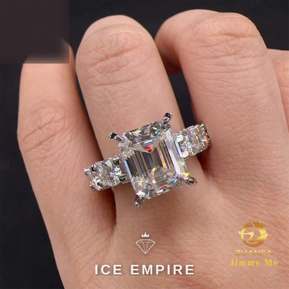 Iced Out 925 Silver Moissanite Engagement Ring