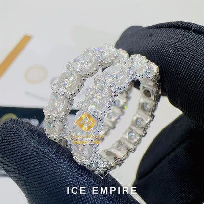 Iced Out 925 Silver Moissanite Engagement Ring