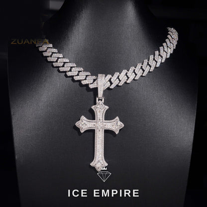 Iced Out Cross Rose Gold Plated Moissanite Pendant