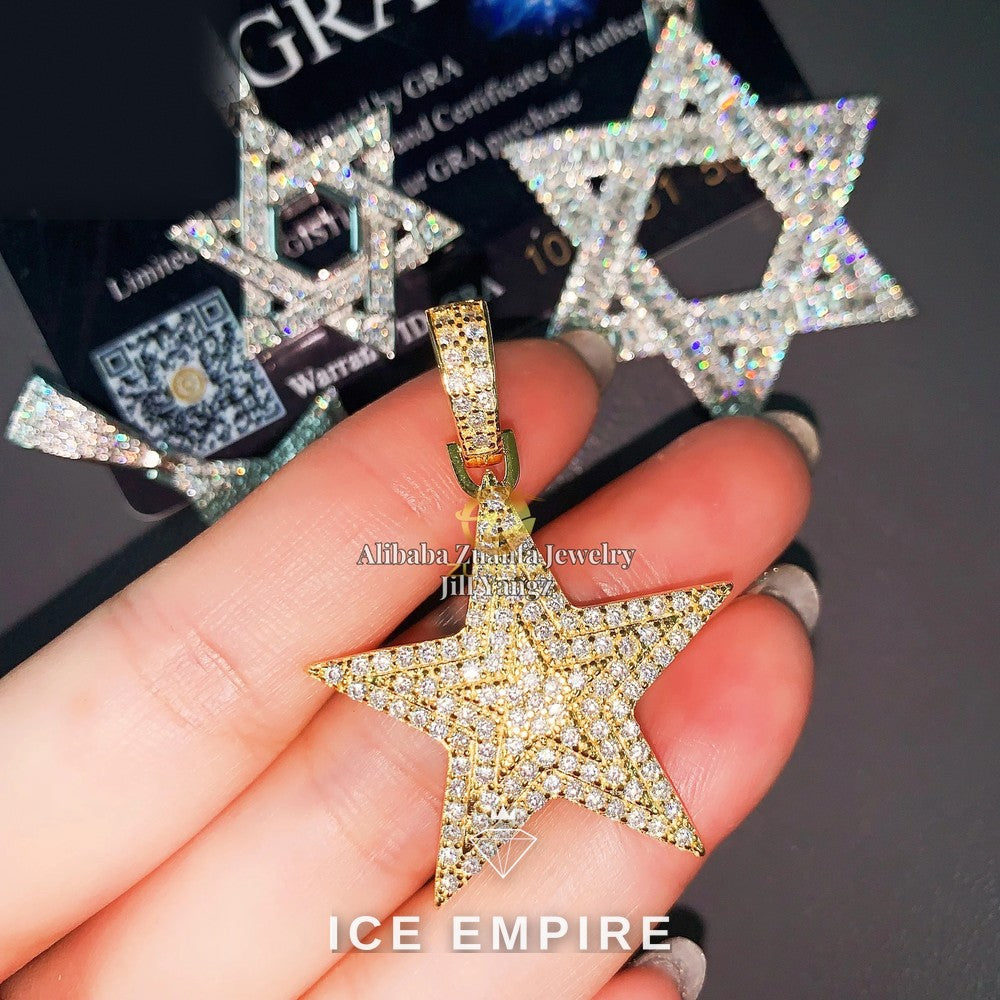Iced Out Baguette Gold Plated Moissanite Pendant