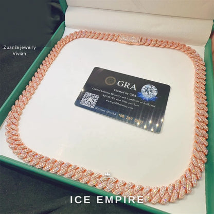 Iced Out Rose Gold Plated Moissanite Cuban Chain