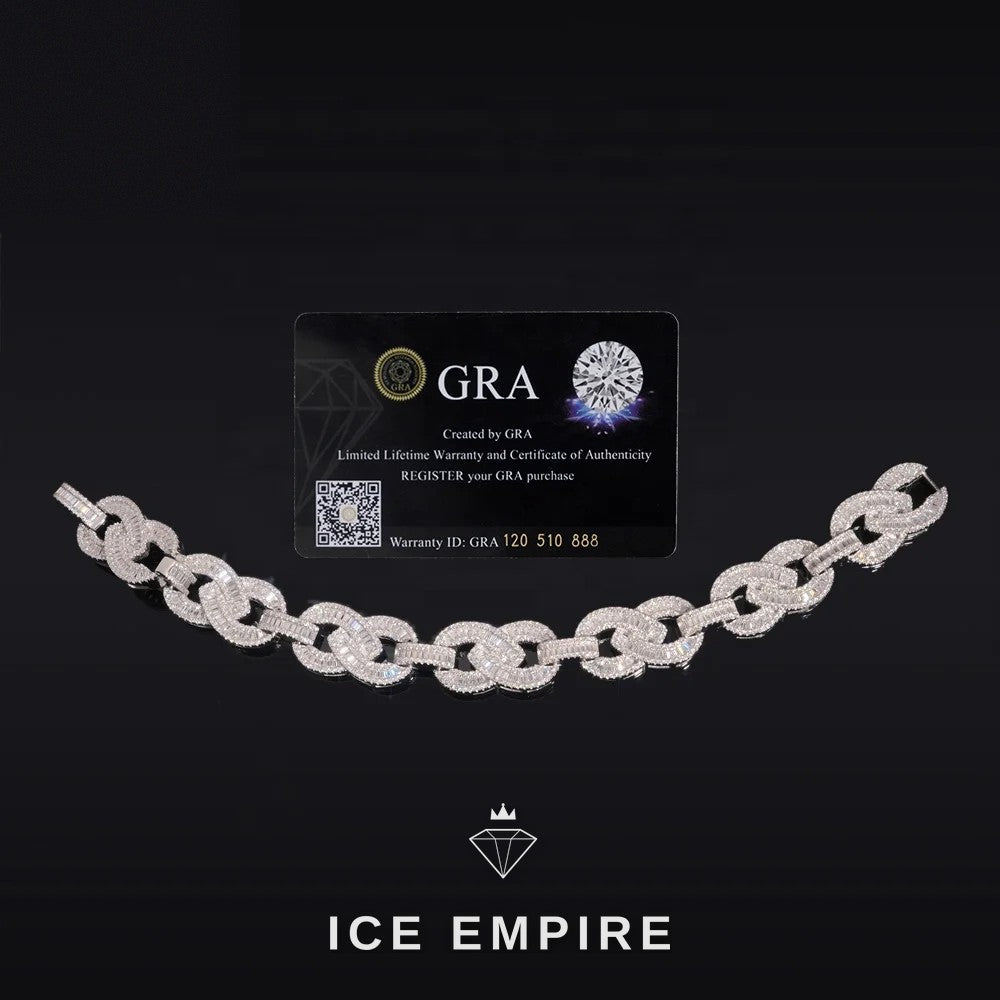 Iced Out Baguette Rose Gold Plated Moissanite Cuban Chain