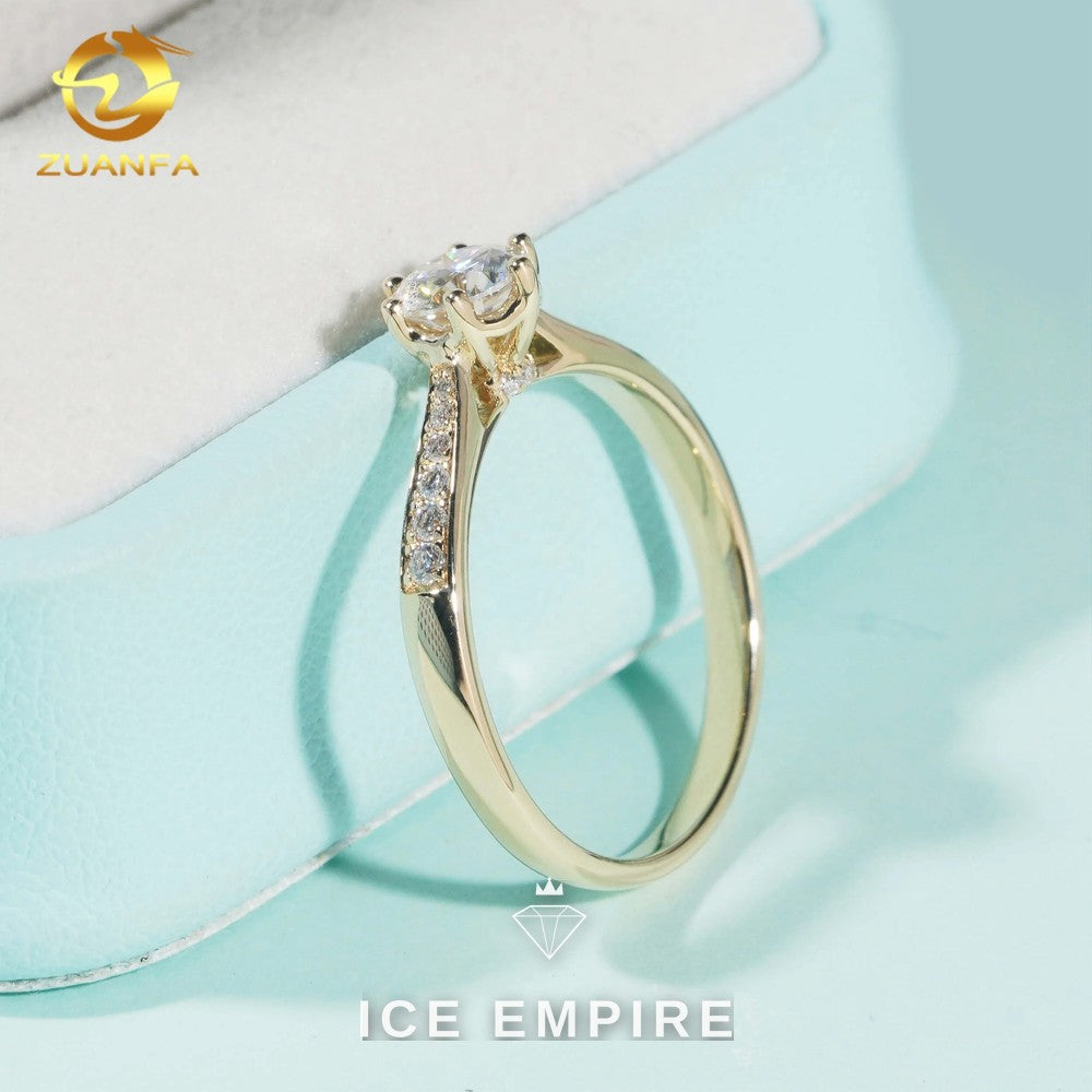 Iced Out 9K Gold Moissanite Engagement Ring