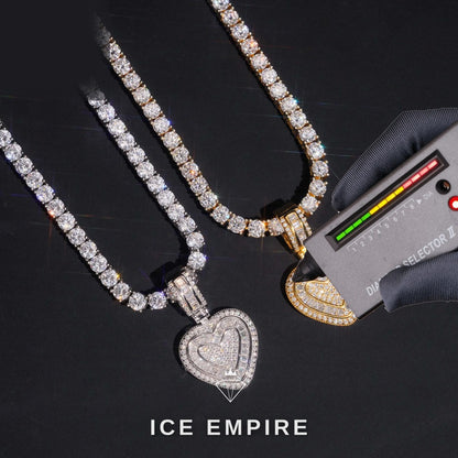 Iced Out Heart Rose Gold Plated Moissanite Pendant