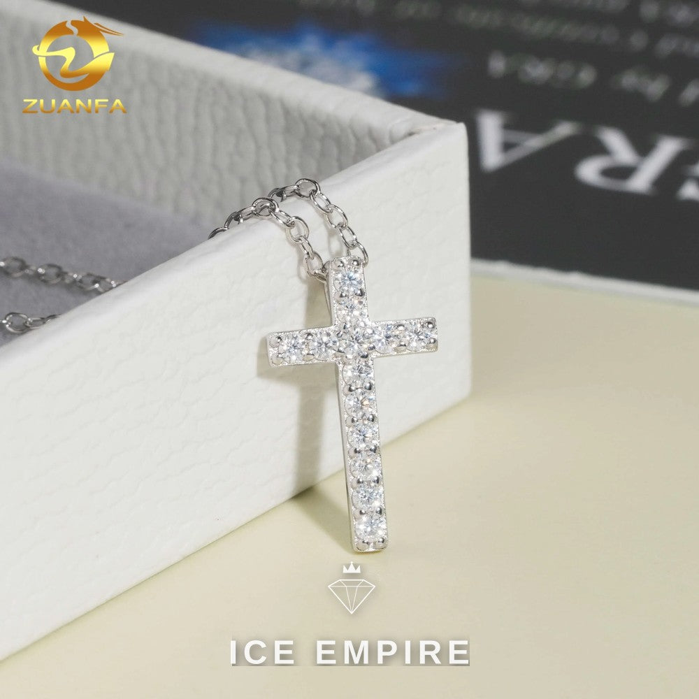 Iced Out Cross 925 Silver Pendant