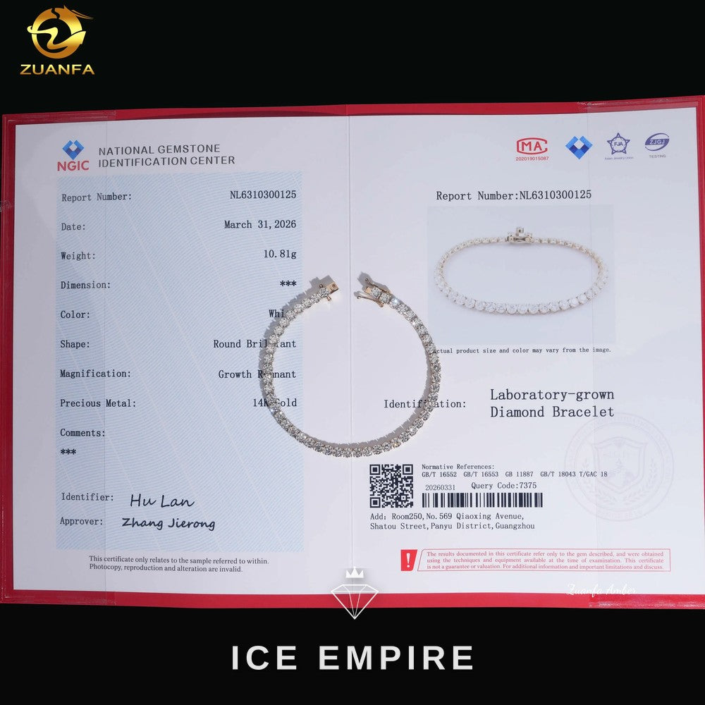Iced Out 14K Gold Lab Grown Diamond Tennis Chain