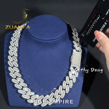 Iced Out Baguette Rose Gold Plated Moissanite Cuban Chain
