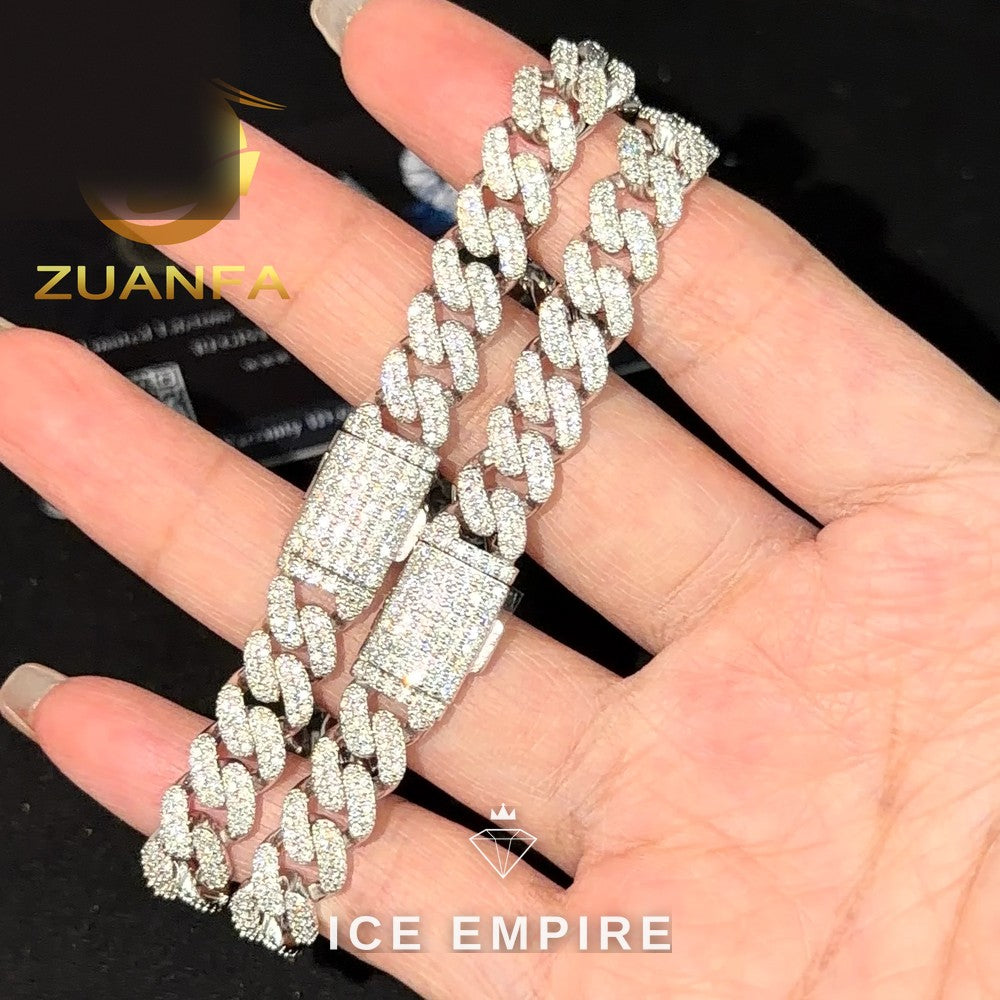 Iced Out 925 Silver Moissanite Cuban Chain