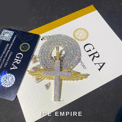 Iced Out Cross Gold Plated Moissanite Pendant