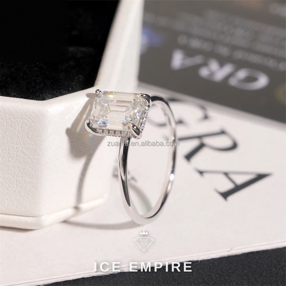 Iced Out 925 Silver Moissanite Engagement Ring