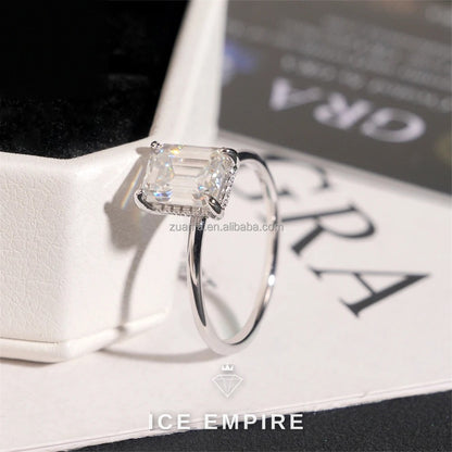 Iced Out 925 Silver Moissanite Engagement Ring