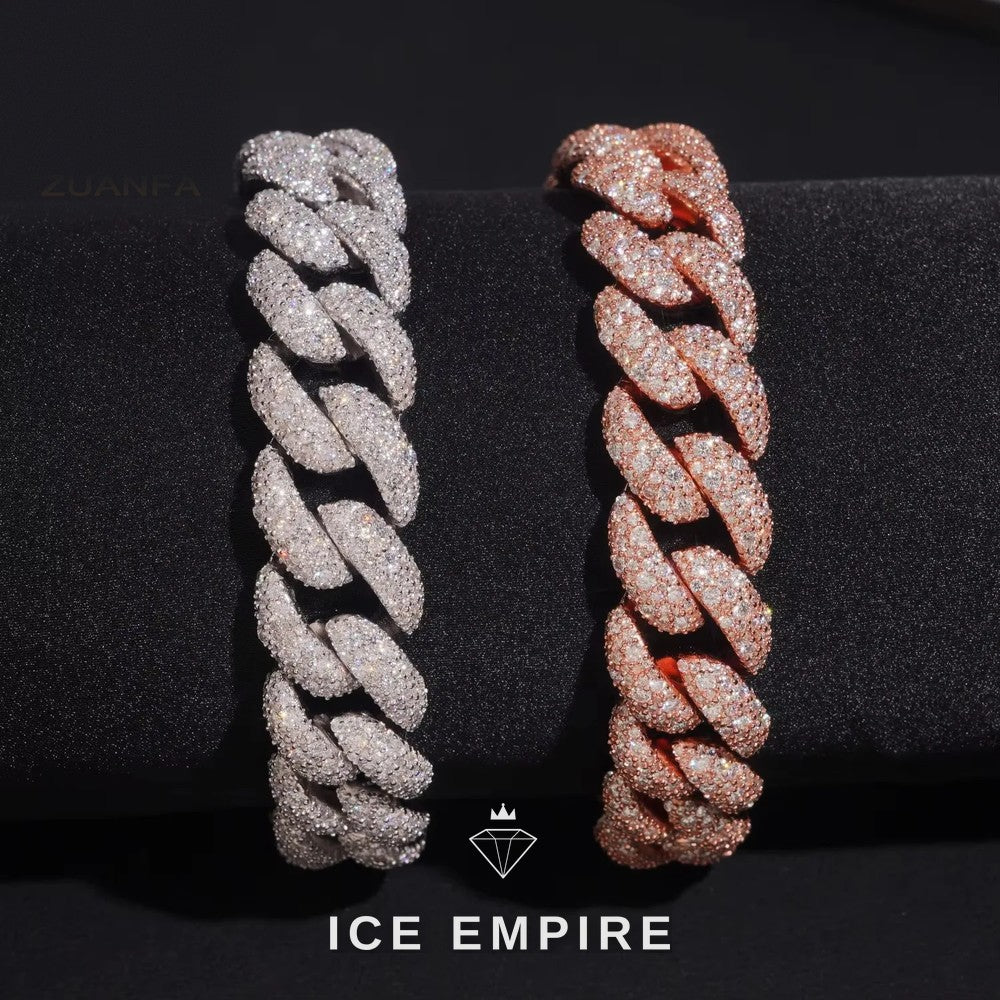 Iced Out Rose Gold Plated Moissanite Cuban Chain