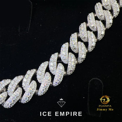 Iced Out 925 Silver Moissanite Cuban Chain