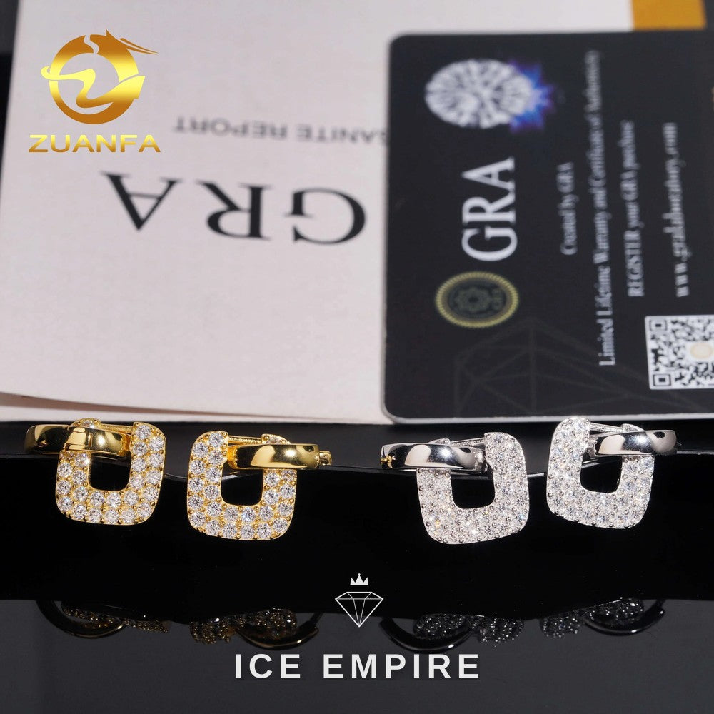 Iced Out 925 Silver Moissanite Earrings
