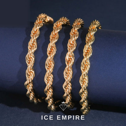 Iced Out Rose Gold Moissanite Rope Chain