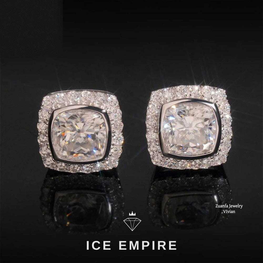 Iced Out 925 Silver Moissanite Stud Earrings