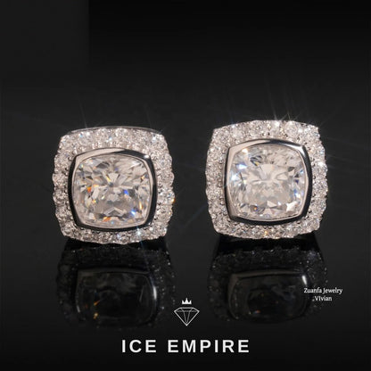 Iced Out 925 Silver Moissanite Stud Earrings