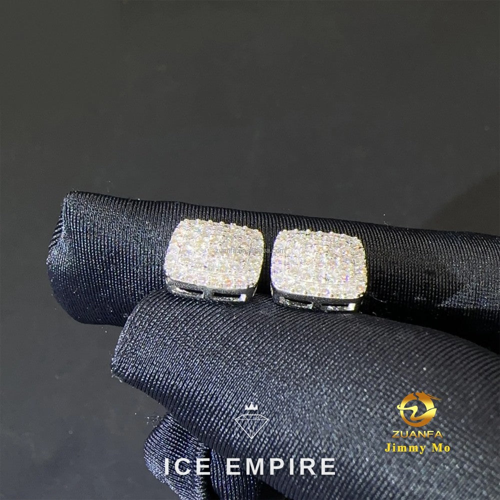 Iced Out 925 Silver Moissanite Stud Earrings