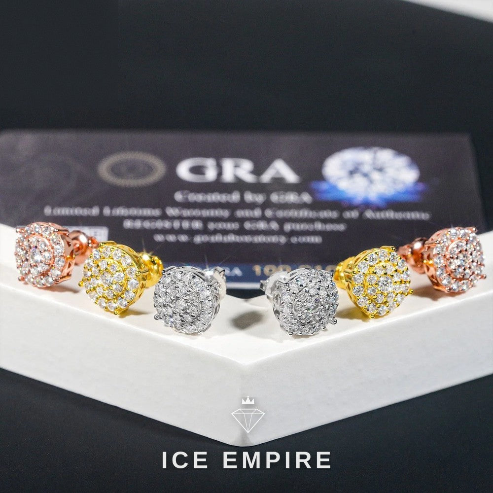 Iced Out Gold Plated Moissanite Stud Earrings