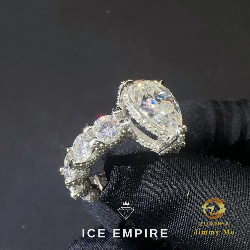 Iced Out 925 Silver Moissanite Engagement Ring
