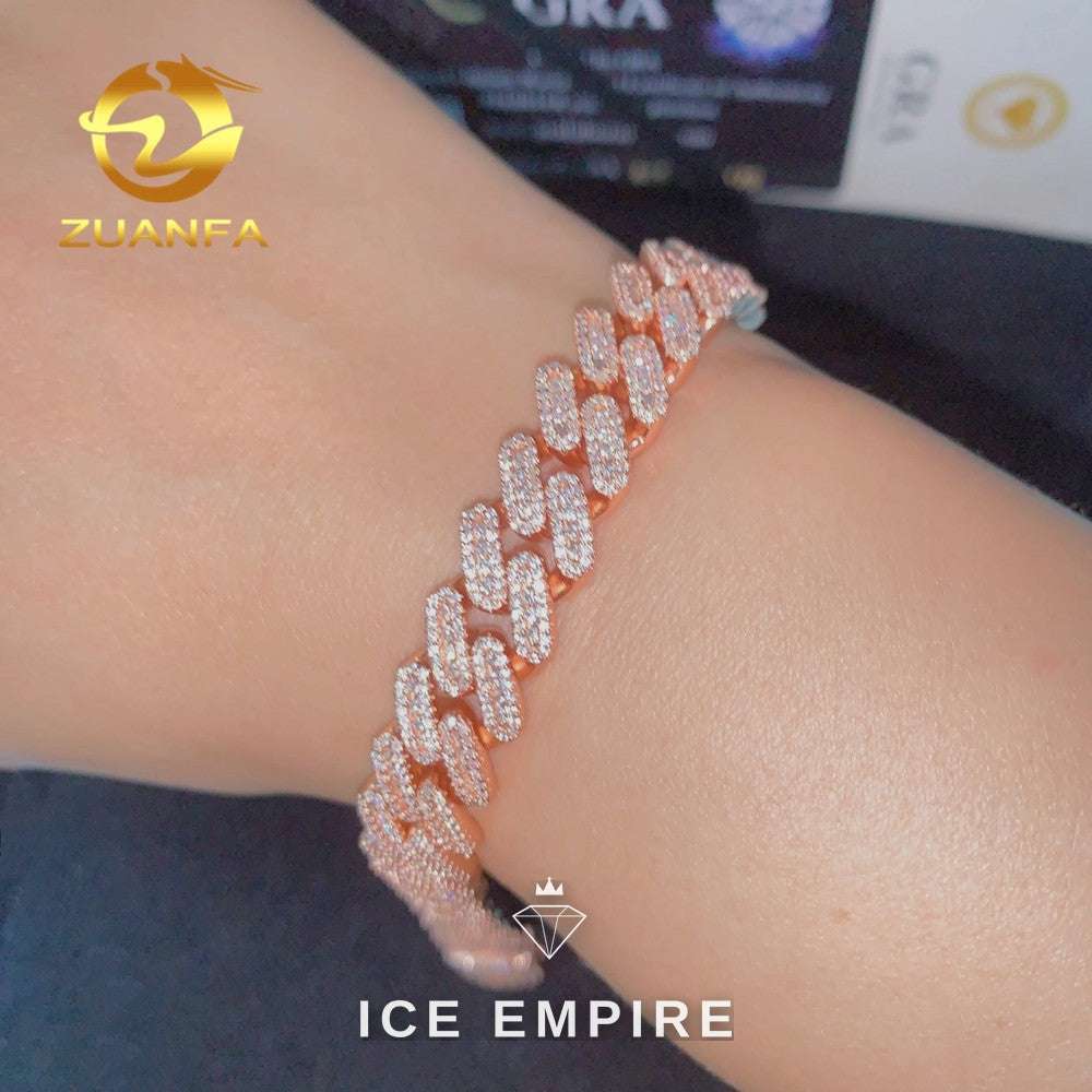 Iced Out Rose Gold Plated Moissanite Cuban Chain
