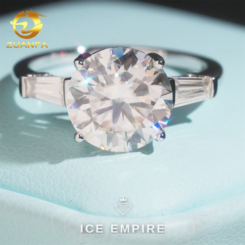 Iced Out 925 Silver Moissanite Engagement Ring