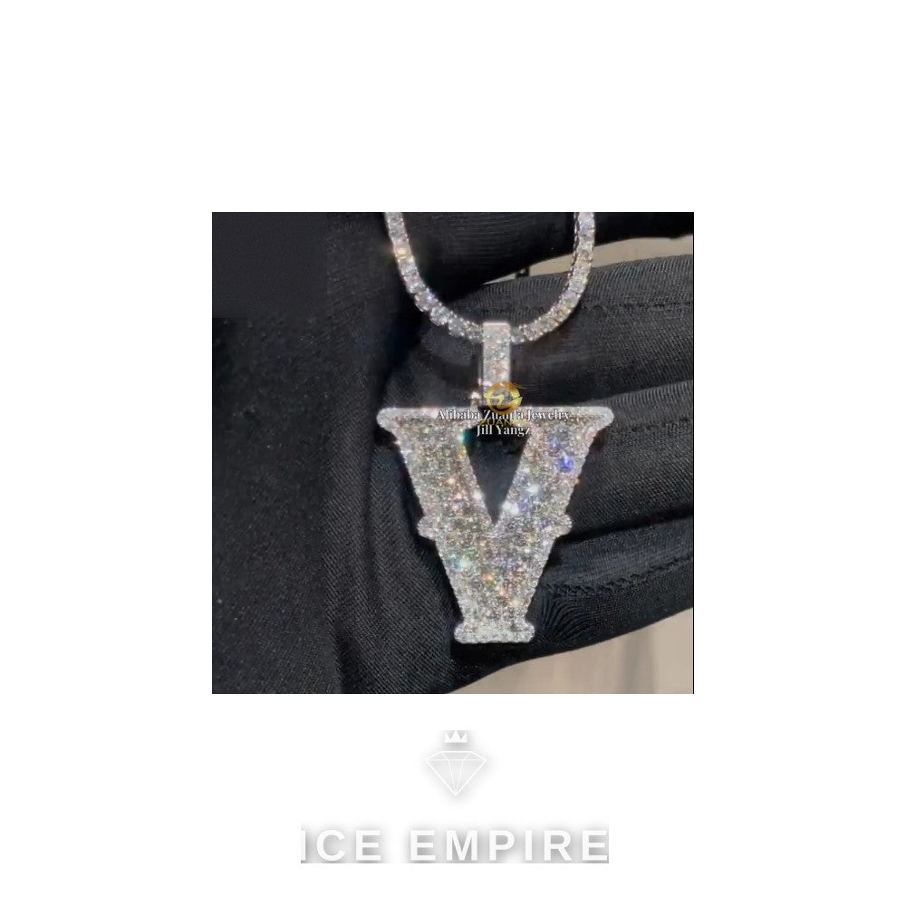 Iced Out Baguette 925 Silver Pendant
