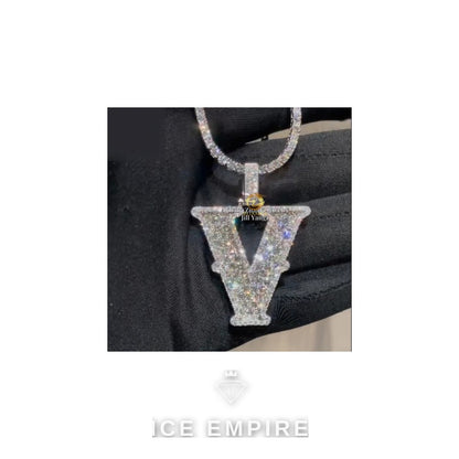 Iced Out Baguette 925 Silver Pendant