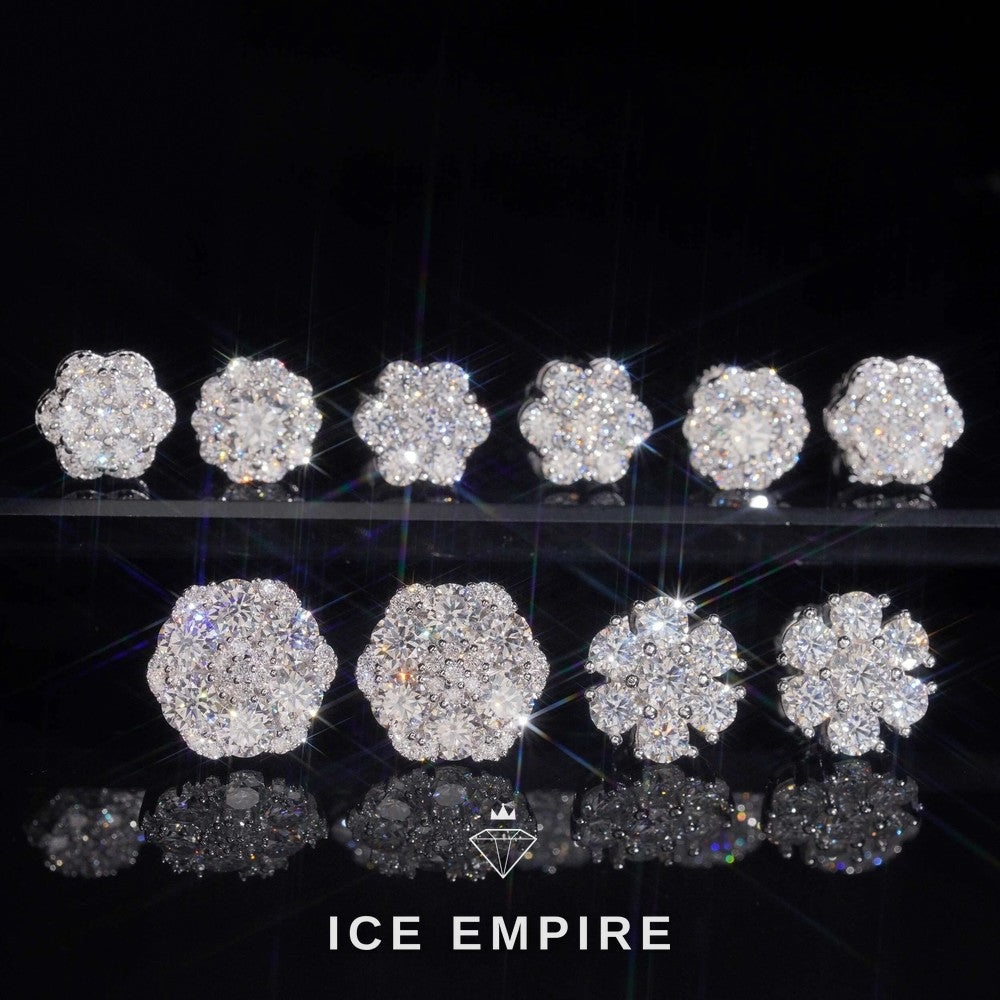 Iced Out Cluster Rose Gold Plated Moissanite Earrings