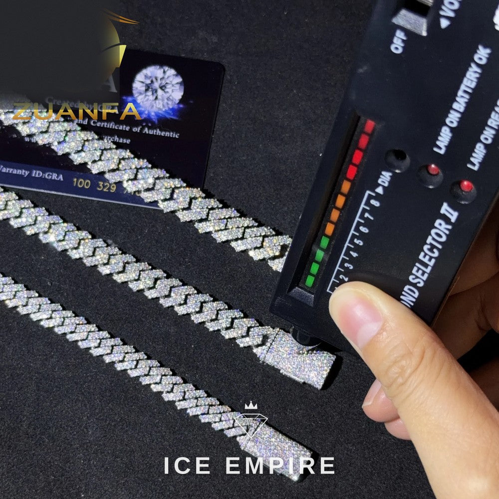 Iced Out 925 Silver Moissanite Cuban Chain