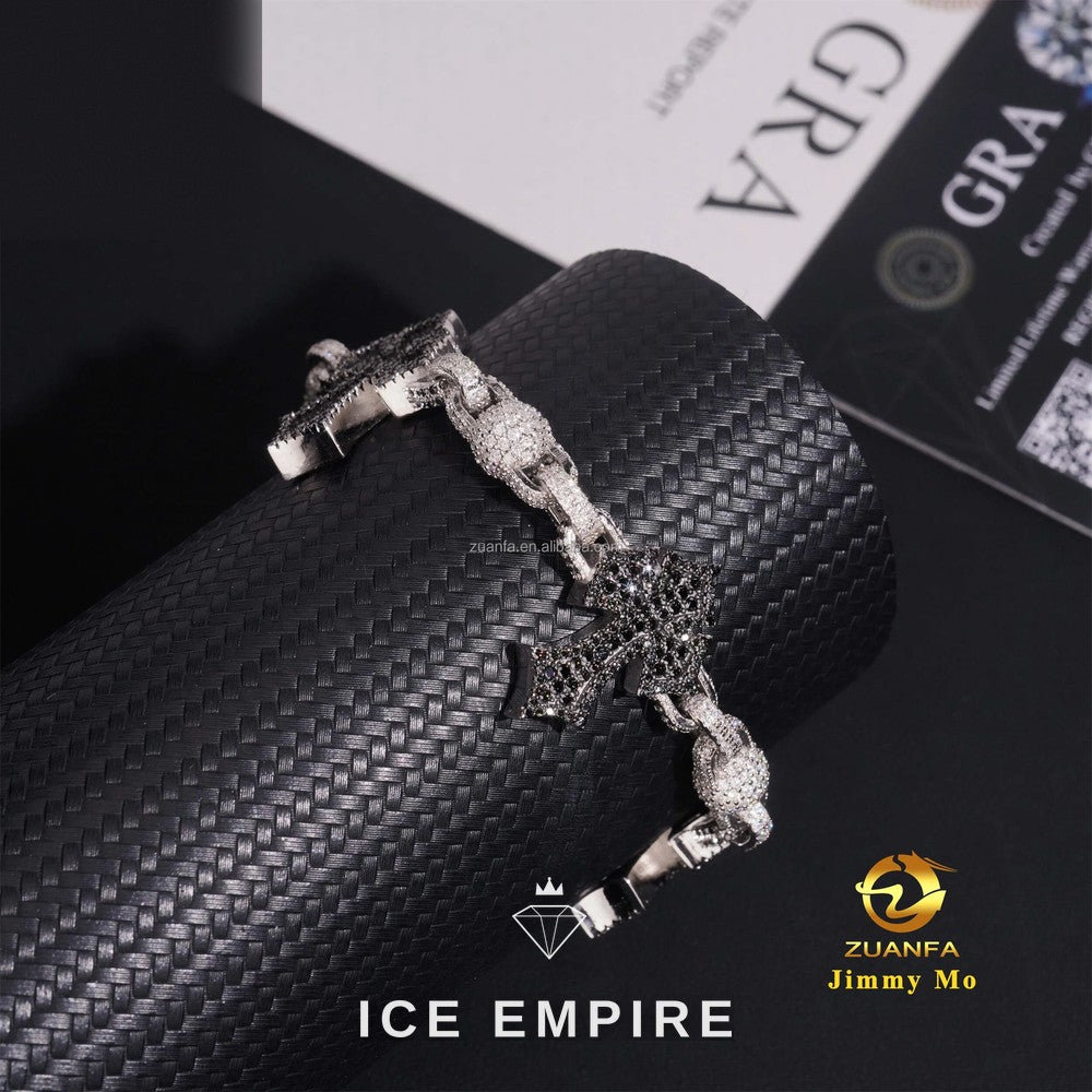 Iced Out Cross 925 Silver Moissanite Cuban Chain