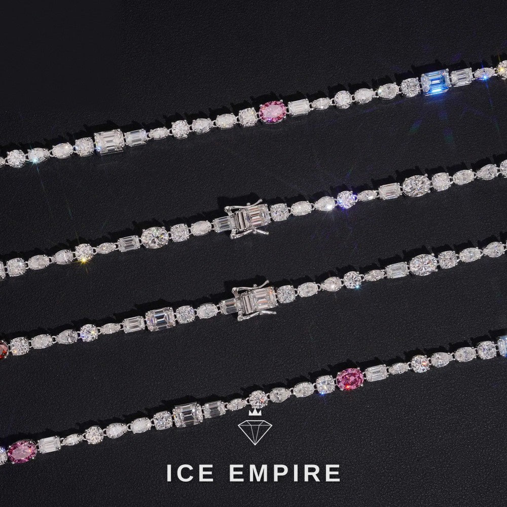 Iced Out Baguette Rose Gold Plated Moissanite Cuban Chain